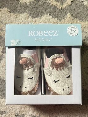 Robeez Baby Unicorn Soft Soles Shoes - White & Pink